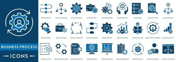 Business Processes icon set. Workflow and productivity symbol vector illustration