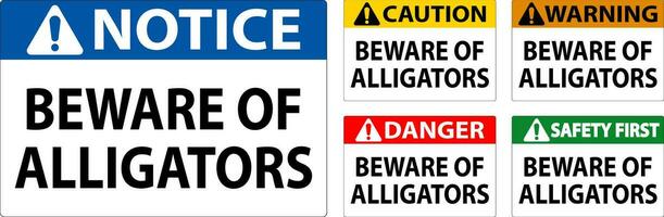 Danger Sign Beware Of Alligators vector