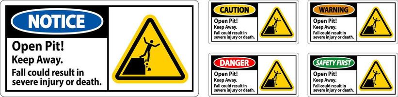 Danger Sign Open Pit Keep Away Fall Could Result In Severe Injury Or Death vector