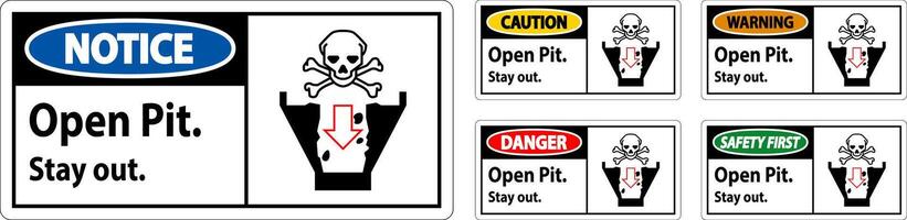 Warning Sign Open Pit, Stay Out vector