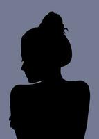 Sad Girl Black Silhouette Back View vector