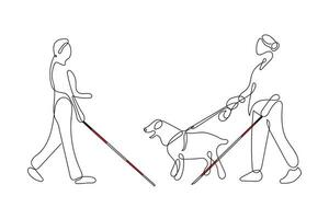 White cane awareness. Hand drawn doodles. vector