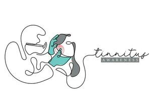 Ringing ears. Tinnitus awareness. vector