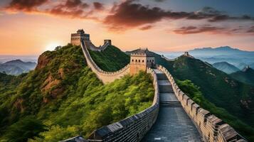 great Wall of China landscape with ai generated photo