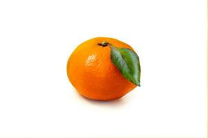 mandarin with leaf isolated on white background photo