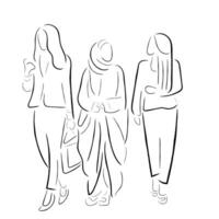 women in business art. women entrepreneurs line art. vector