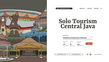 Ethnic Landing Page design with illustration of Culture Central Java vector