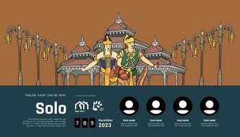 Cultural Event design layout template background with illustration of Solo Central Java Culture vector