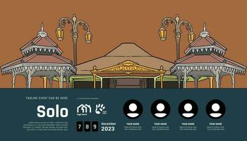 Cultural Event design layout template background with illustration of Solo Central Java Culture vector