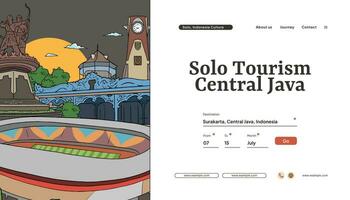 Ethnic Landing Page design with illustration of Culture Central Java vector