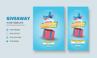 Giveaway Flyer Template, Giveaway Poster, Raffle Poster Design, Giveaway Template Design, Giveaway Invitation, Roll Up Banner vector