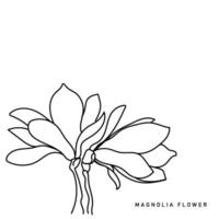 línea Arte vector de magnolia flor.