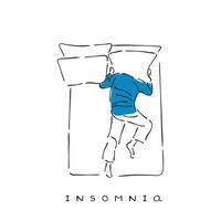 Line art vector of a person suffering from Insomnia.