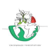 line art vector of preservation of forests and natural ecosystem.