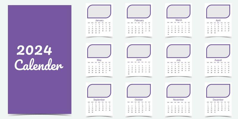 Calendar 2024,  yearly Premium calendar for hanging on the wall, template design set.
