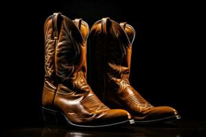 Elegant handcrafted leather cowboy boots.Generative AI photo