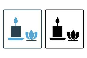 Candle icon illustration. icon related to meditation, focus, concentration and inner illumination. solid icon style. simple vector design editable