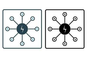 smart grid icon. Grid with interconnected energy sources. icon related to industry, technology. solid icon style. simple vector design editable