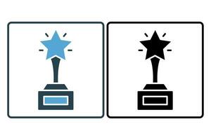 excellence icon. trophy with stars.  icon related to core values. solid icon style. simple vector design editable