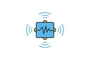 advanced sensors icon. sensor with data waves. icon related to technology. flat line icon style. simple vector design editable