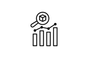 Big data analytics icon. Magnifying glass over data analytics charts. icon related to industry, technology. line icon style. simple vector design editable