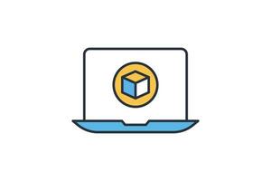3d screen icon. screen with augmented reality. icon related to 3D display technology. flat line icon style. simple vector design editable