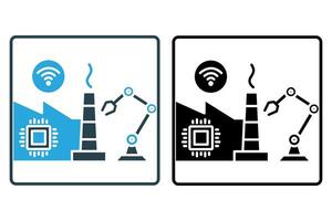 smart factory icon. smart technology for automation, efficiency and real-time monitoring in manufacturing. icon related to technology. flat line icon style. simple vector design editable