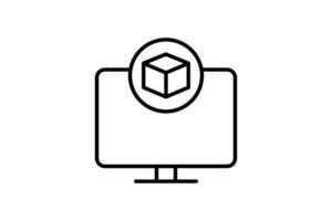 3d screen icon. screen with augmented reality. icon related to 3D display technology. line icon style. simple vector design editable