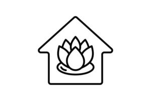 lotus home icon. icon related to meditation, wellness, spa. line icon style. simple vector design editable