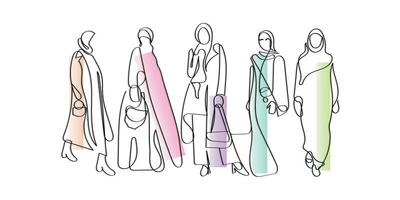 Line art concept vector of sisterhood in Islam.