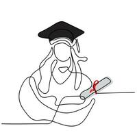 line art vector of graduation.