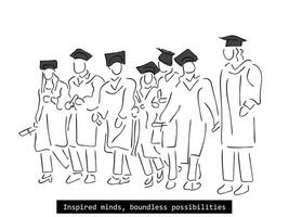 line art vector of graduation.