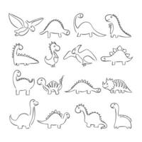 mano dibujado lline Arte vector de dinosaurio.