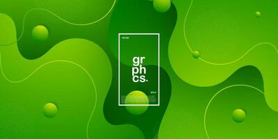 Green wave background with simple fluid shape and lines pattern. Colorful and bright simple green design. Trendy geometric shapes concept. Eps10 vector