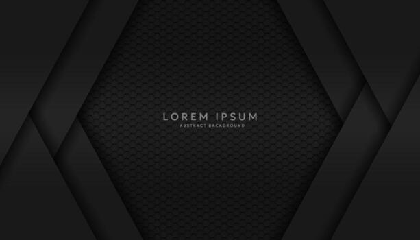 Modern hexagonal black material texture background overlaid with black paper vector