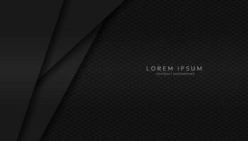 Modern hexagonal black material texture background overlaid with black paper vector