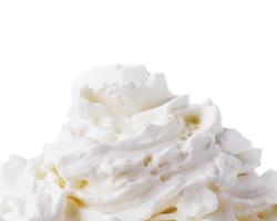 milkshake whipped cream close up on white photo