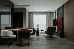 The Luxury two-dimensional space interior in industrial style. 3D rendering photo