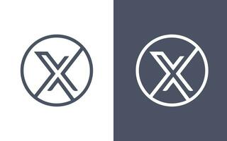 x letter round shape logo design vector