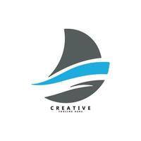 Boat sea beach logo design vector