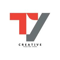 TV letter logo design vector