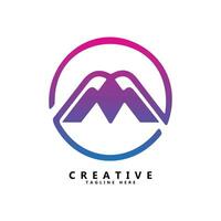 M letter mountain shape logo design vector