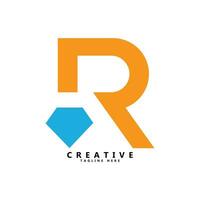 R letter with diamond creative logo design vector