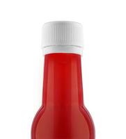 Tomato ketchup bottle isolated on white photo