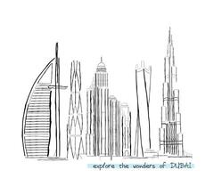 line art vector of dubai skyline. Dubai panoramic cityscape