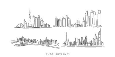 línea Arte vector de dubai paisaje urbano dubai horizonte aislado impresión