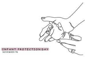 parenthood concept. Infant protection day line art. vector