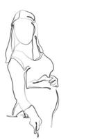 hand drawn line art vector of pregnant woman