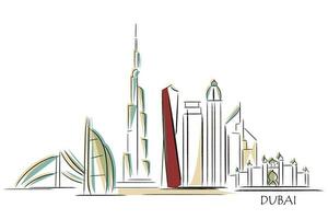 line art vector of dubai skyline. Dubai panoramic cityscape