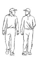 sketch of two cricketers. Cricket elements. vector